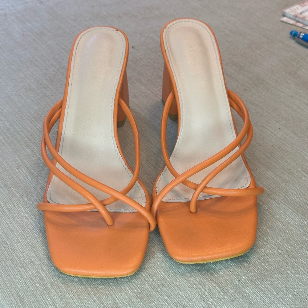 Orange 2” block heel